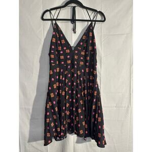 Urban Outfitters Ecote Dress Womens 10 Black Mini Sundress Halter Pink Boho